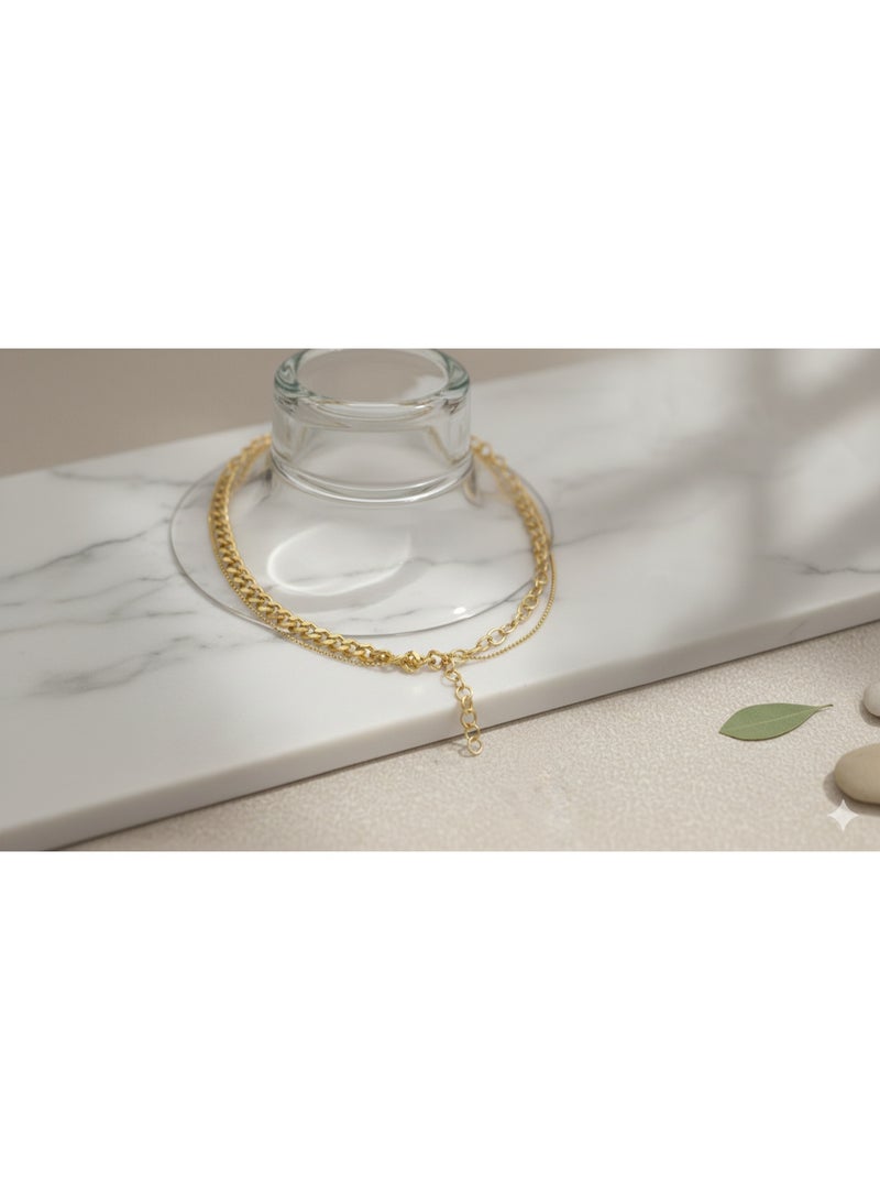 WARD Women's Layered Gold Plated Stainless Steel Necklace - Chic Mixed Link & Dainty Chain Design - Tarnish Resistant. - Image 1